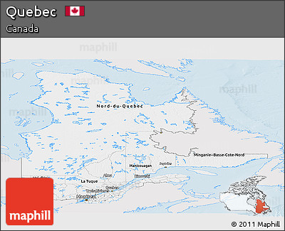 Silver Style Panoramic Map of Quebec, single color outside