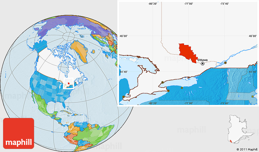 Political Location Map of Pontiac, highlighted country