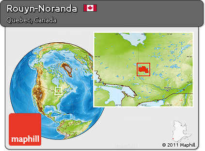 Physical Location Map of Rouyn-Noranda
