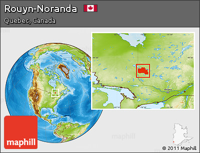 Physical Location Map of Rouyn-Noranda