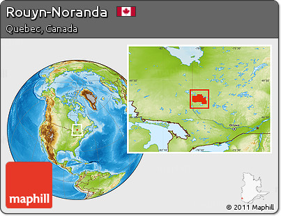 Physical Location Map of Rouyn-Noranda