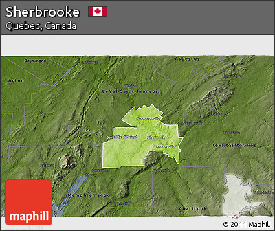 Physical 3D Map of Sherbrooke, darken