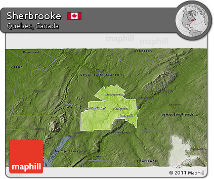 Physical 3D Map of Sherbrooke, darken