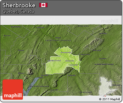 Physical 3D Map of Sherbrooke, darken