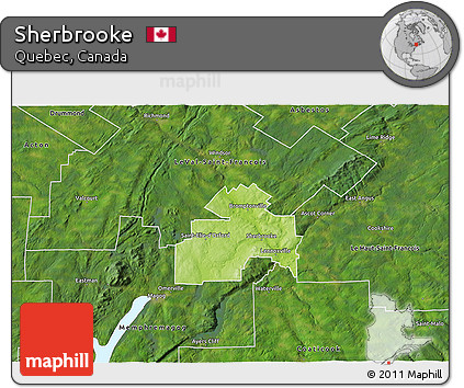 Physical 3D Map of Sherbrooke, satellite outside