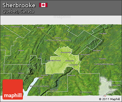 Physical 3D Map of Sherbrooke, satellite outside