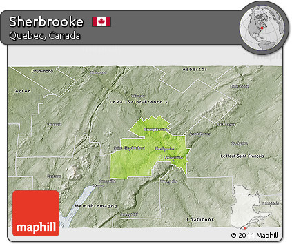 Physical 3D Map of Sherbrooke, semi-desaturated