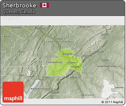 Physical 3D Map of Sherbrooke, semi-desaturated