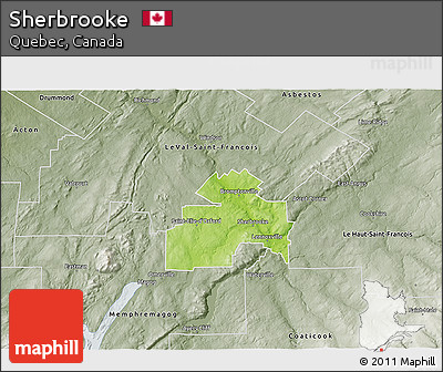Physical 3D Map of Sherbrooke, semi-desaturated