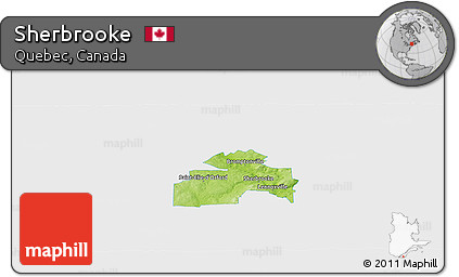 Physical Panoramic Map of Sherbrooke, single color outside