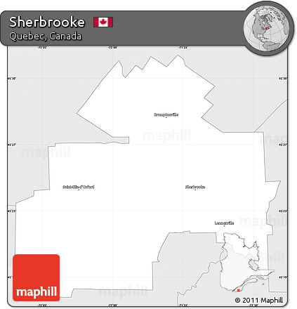 Silver Style Simple Map of Sherbrooke