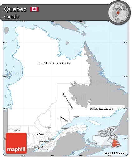 Gray Simple Map of Quebec, single color outside