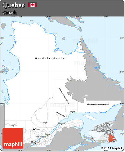 Gray Simple Map of Quebec, single color outside