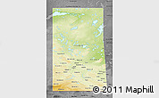 Physical 3D Map of Saskatchewan, darken, desaturated