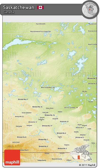 Physical 3D Map of Saskatchewan