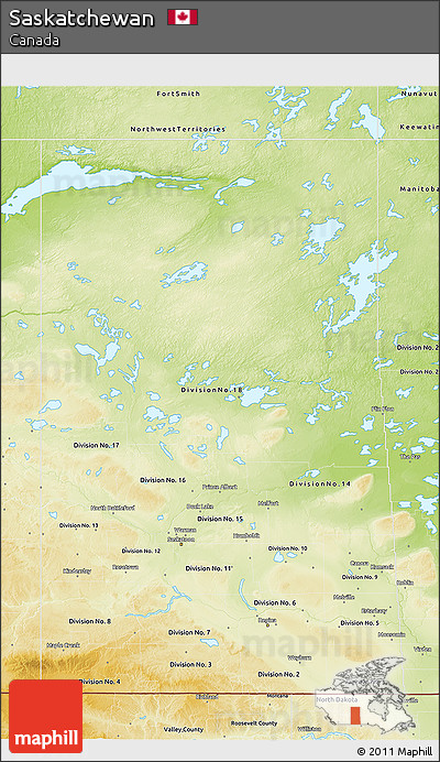 Physical 3D Map of Saskatchewan