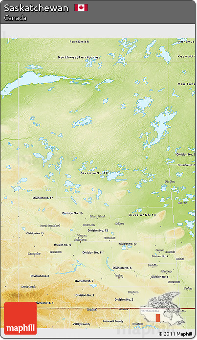 Physical 3D Map of Saskatchewan