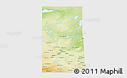 Physical 3D Map of Saskatchewan, single color outside