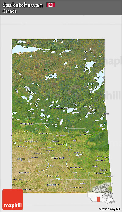 Satellite 3D Map of Saskatchewan, single color outside