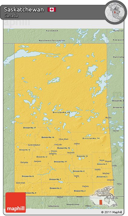 Savanna Style 3D Map of Saskatchewan