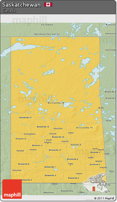 Savanna Style 3D Map of Saskatchewan