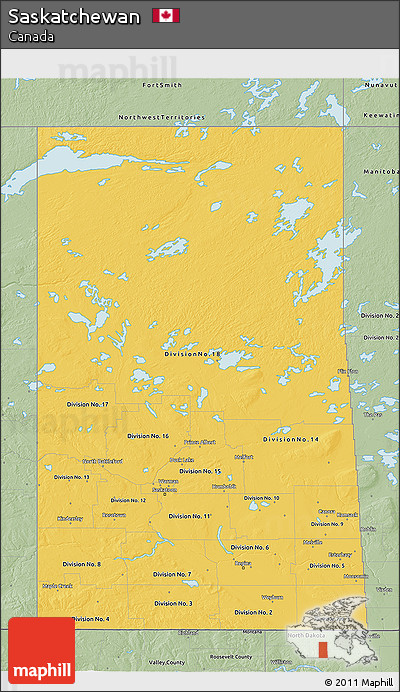 Savanna Style 3D Map of Saskatchewan