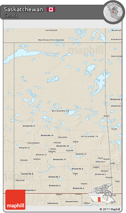 Shaded Relief 3D Map of Saskatchewan