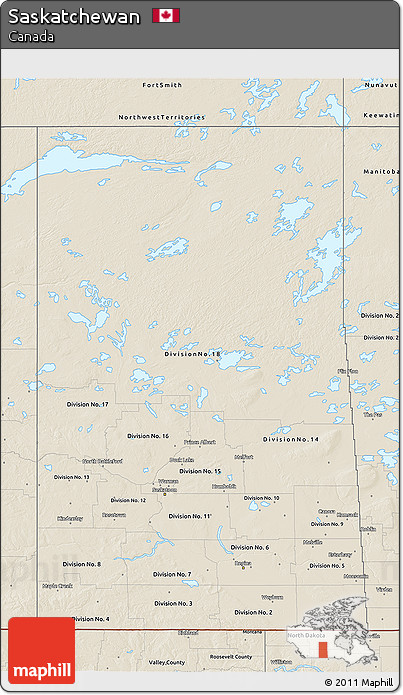 Shaded Relief 3D Map of Saskatchewan