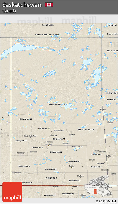 Shaded Relief 3D Map of Saskatchewan