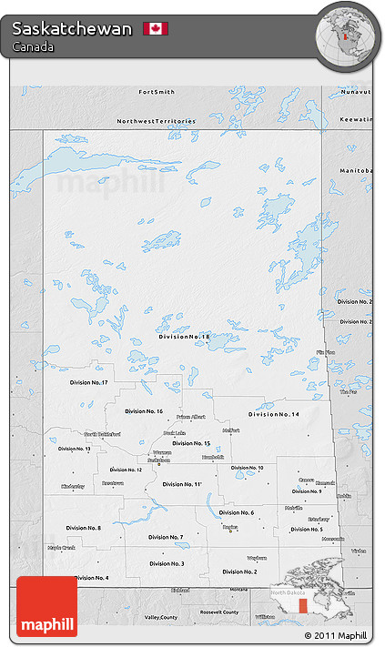 Silver Style 3D Map of Saskatchewan
