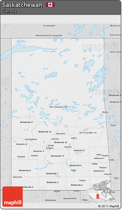 Silver Style 3D Map of Saskatchewan