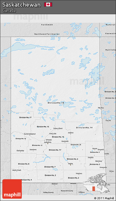 Silver Style 3D Map of Saskatchewan