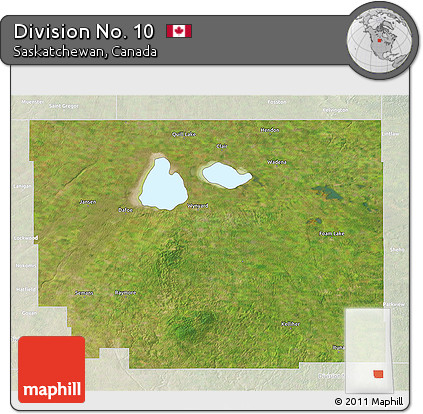 Satellite 3D Map of Division No. 10, lighten