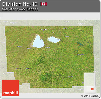 Satellite 3D Map of Division No. 10, lighten