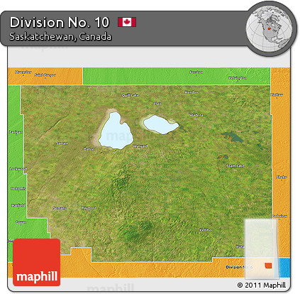 Satellite 3D Map of Division No. 10, political outside