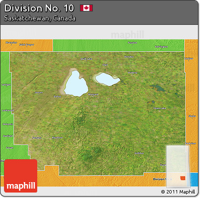 Satellite 3D Map of Division No. 10, political outside