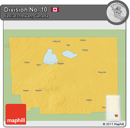 Savanna Style 3D Map of Division No. 10, single color outside