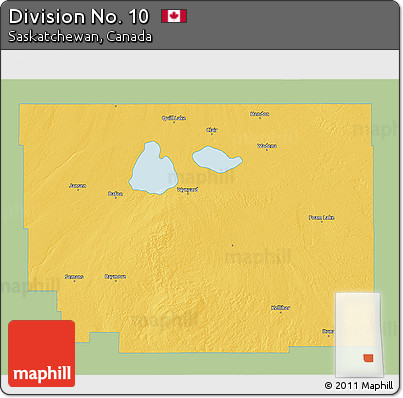 Savanna Style 3D Map of Division No. 10, single color outside
