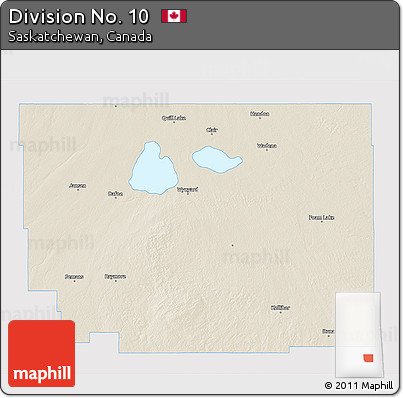 Shaded Relief 3D Map of Division No. 10, single color outside