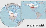 Gray Location Map of Division No. 10, highlighted country, within the entire country, hill shading