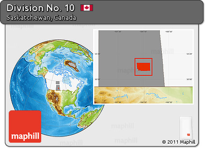 Physical Location Map of Division No. 10, highlighted country, highlighted parent region