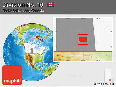 Physical Location Map of Division No. 10, highlighted country, highlighted parent region