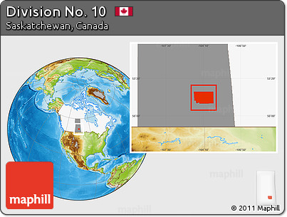 Physical Location Map of Division No. 10, highlighted country, highlighted parent region