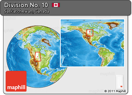 Physical Location Map of Division No. 10, highlighted parent region, within the entire country