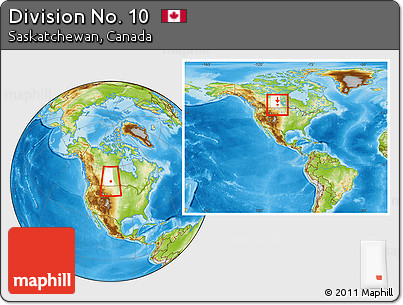 Physical Location Map of Division No. 10, highlighted parent region, within the entire country
