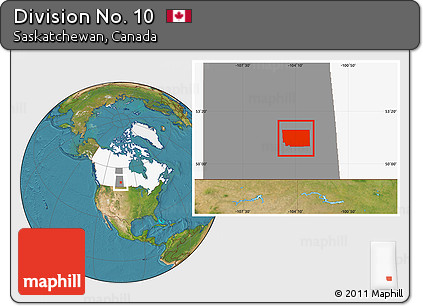 Satellite Location Map of Division No. 10, highlighted country, highlighted parent region