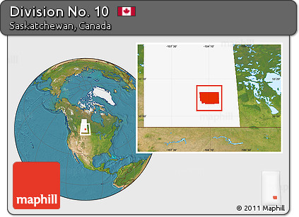 Satellite Location Map of Division No. 10, highlighted parent region