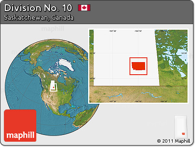 Satellite Location Map of Division No. 10, highlighted parent region