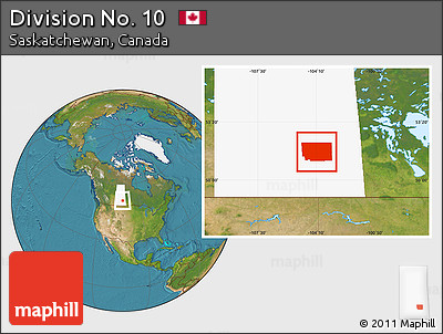 Satellite Location Map of Division No. 10, highlighted parent region