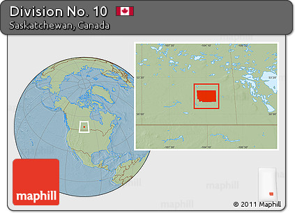 Savanna Style Location Map of Division No. 10, hill shading